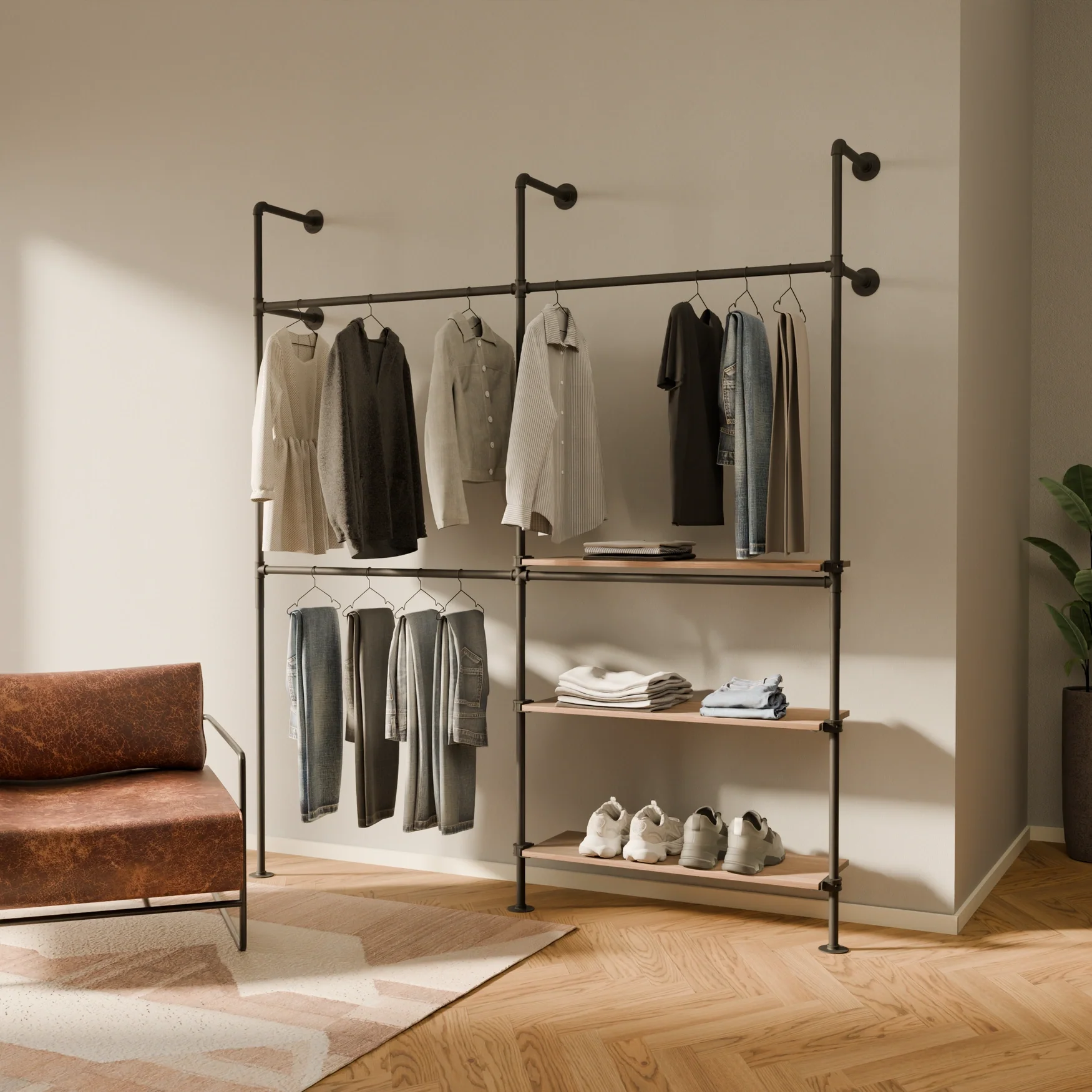 KIM DOUBLE 2 OAK – 3 legplanken | Open kast metaal - Image 2